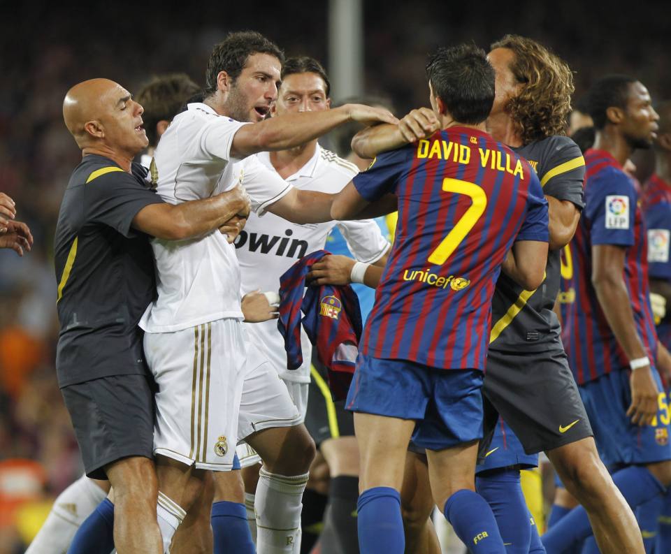 Real Madrid and Barcelona players brawled during the second leg of the Spanish Super Cup