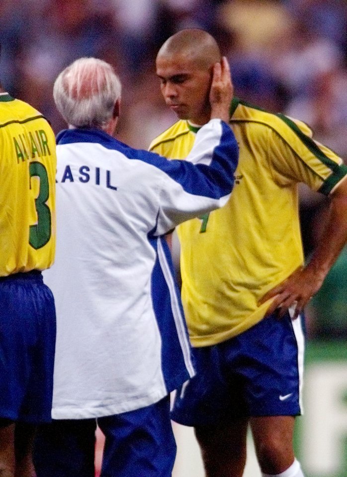  Ronaldo is consoled after Brazil's defeat to France in the 1998 World Cup final