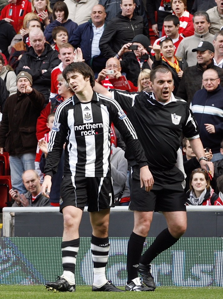 Joey Barton was sent off for Newcastle after his tackle on Alonso