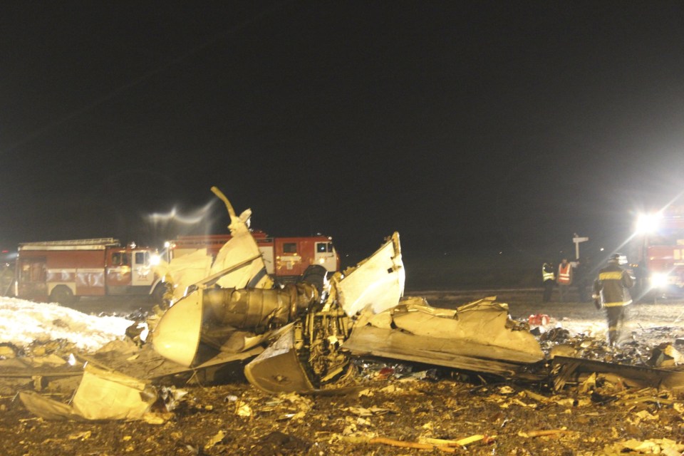  A shocking image shows the wreckage of the Tatarstan Airlines plane which crashed killing all 50 people on board