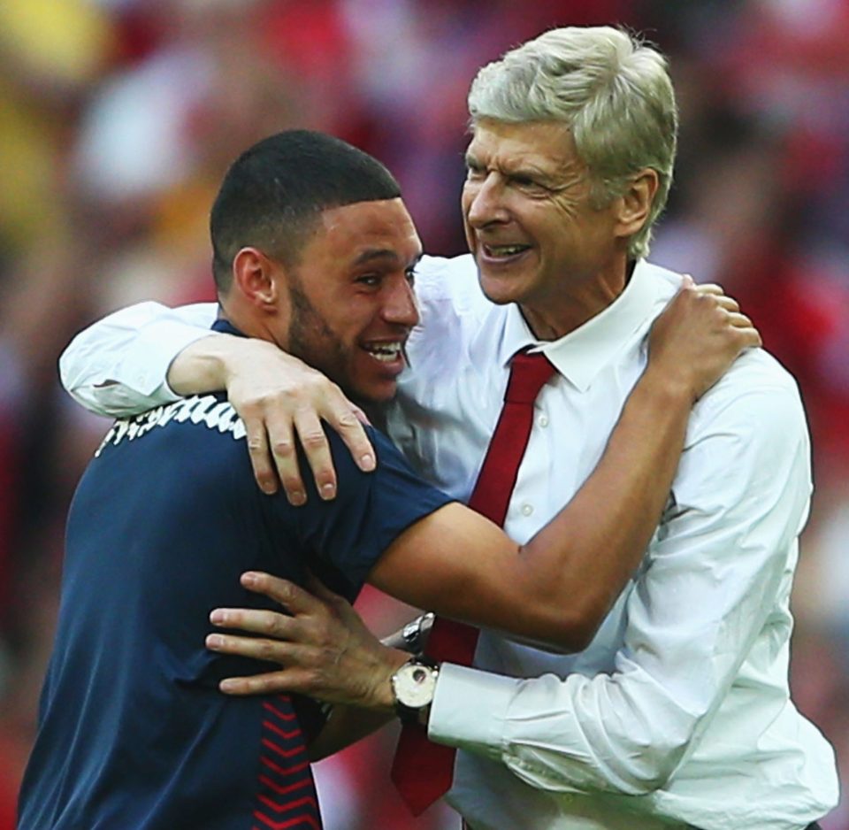 Alex Oxlade-Chamberlain of Arsenal and Arsene Wenger