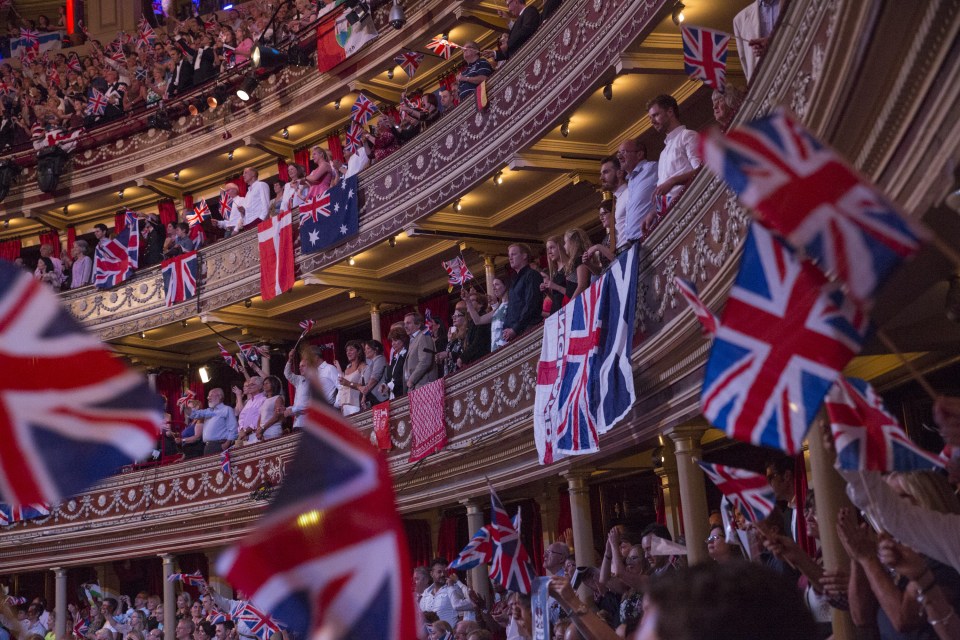  Flagged up ... Union Jacks have been waved furiously during the closing stages of Last Night of The Proms