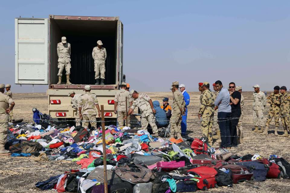 Emergency services working at the crash site in Egypt last November had to sort through luggage