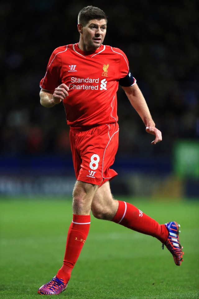  Steven Gerrard, back when he was captain of Liverpool, on the field