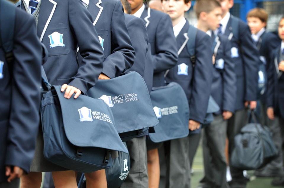 Lined up . . . kids outside the West London Free school, of which Toby Young co-founded