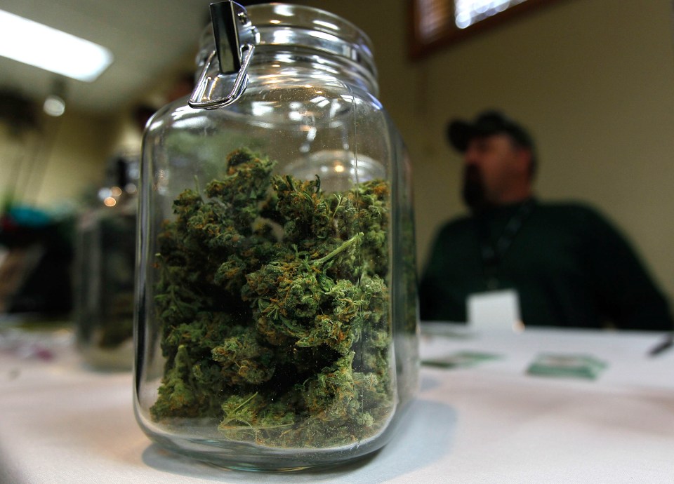  Open sale . . . Jar of marijuana on display at legal cannabis fair in the state