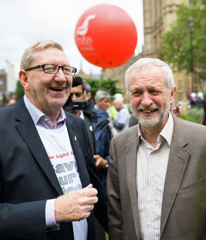 Union king . . . Len McCluskey with Jeremy Corbyn