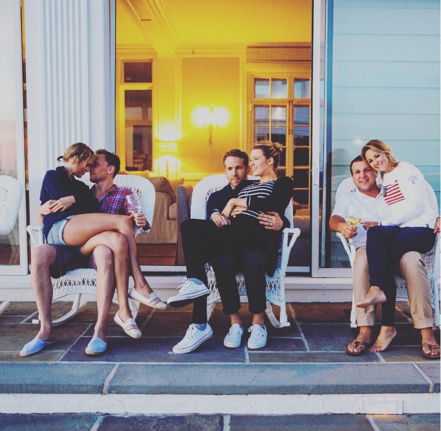 Festival friends . . . Tom and Taylor chill out with their celeb pals, including Blake Lively and Ryan Reynolds