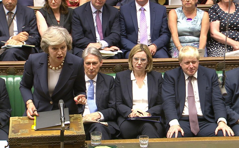  Enjoying PMQs Amber Rudd again bore the brunt of his splayed limbs