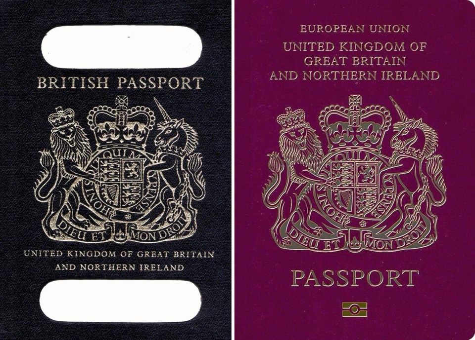  The EU friendly burgundy passport would be replaced by the old dark blue one