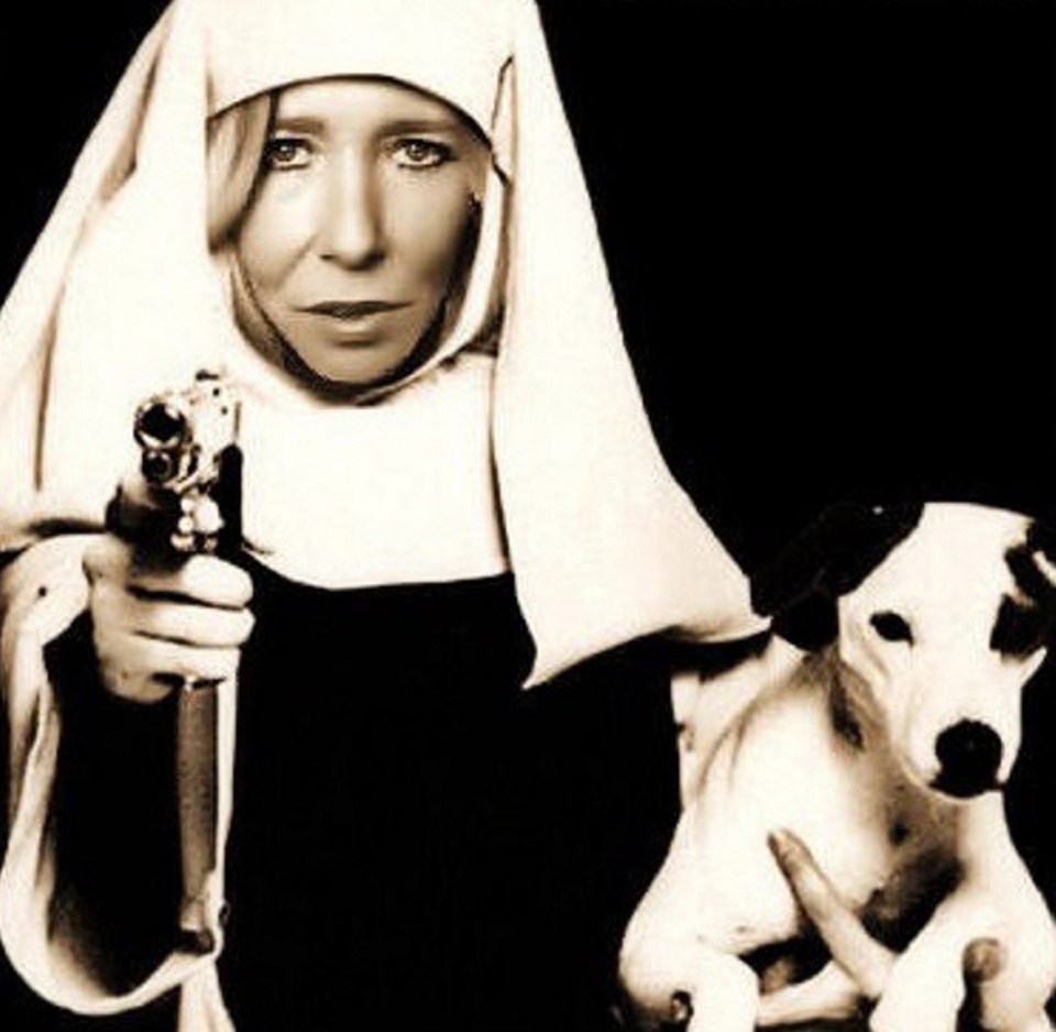  She built a bizarre online presence where she superimposed her face on to the body of a gun-wielding nun