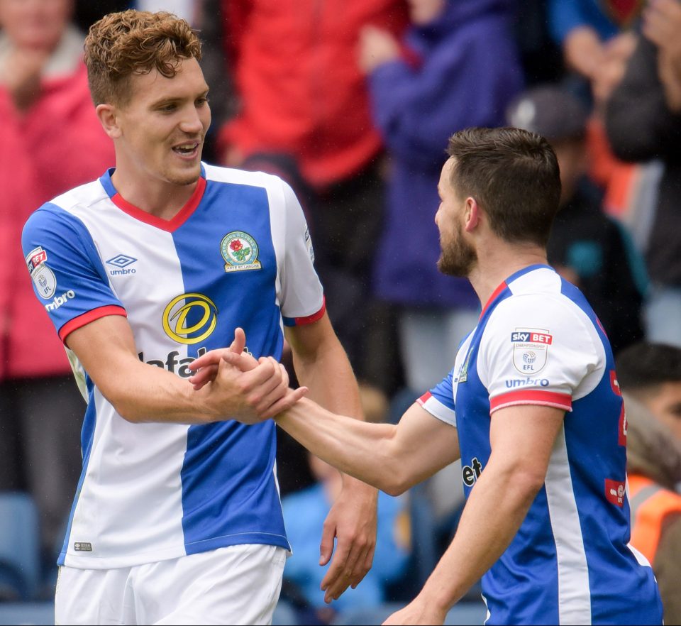 That'll do nicely, Sam...Blackburn's Gallagher celebrates with Craig Conway