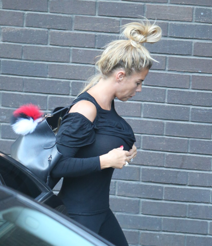 She looked like she was struggling to contain her boobs as she arrived the ITV studios