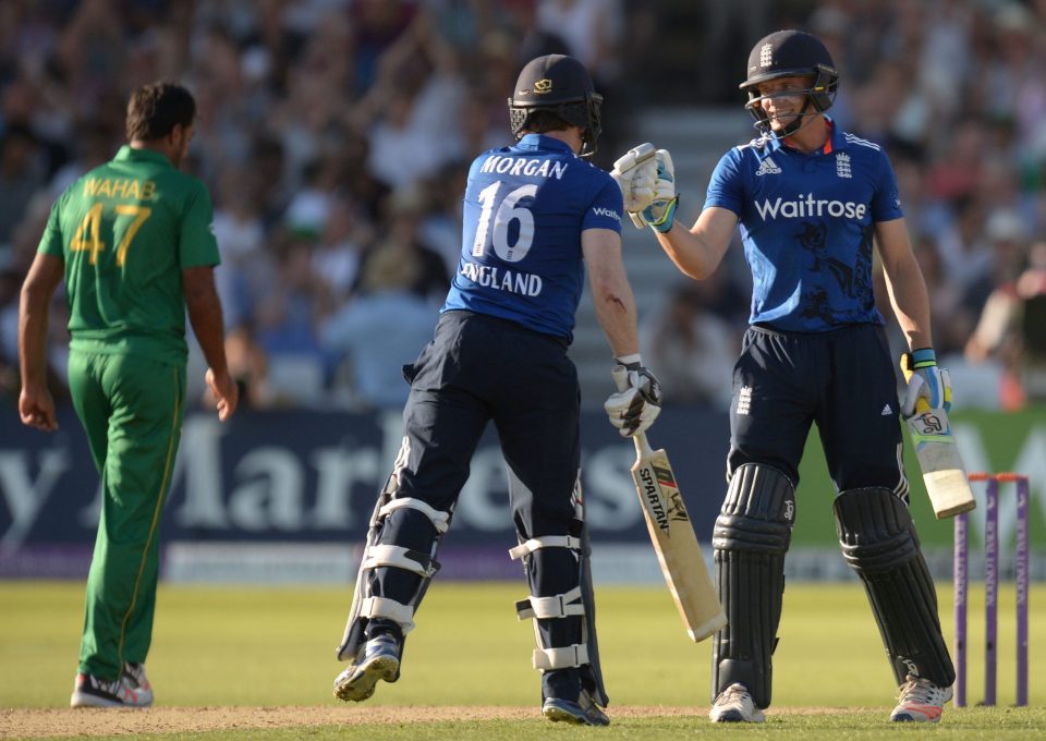 Big-hitting Jos Buttler (R) will be England skipper in the absence of Eoin Morgan (C) 