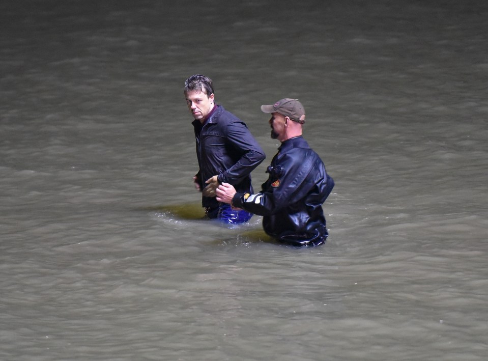 Actor Andrew waded through the waters in Somerset for his latest storyline