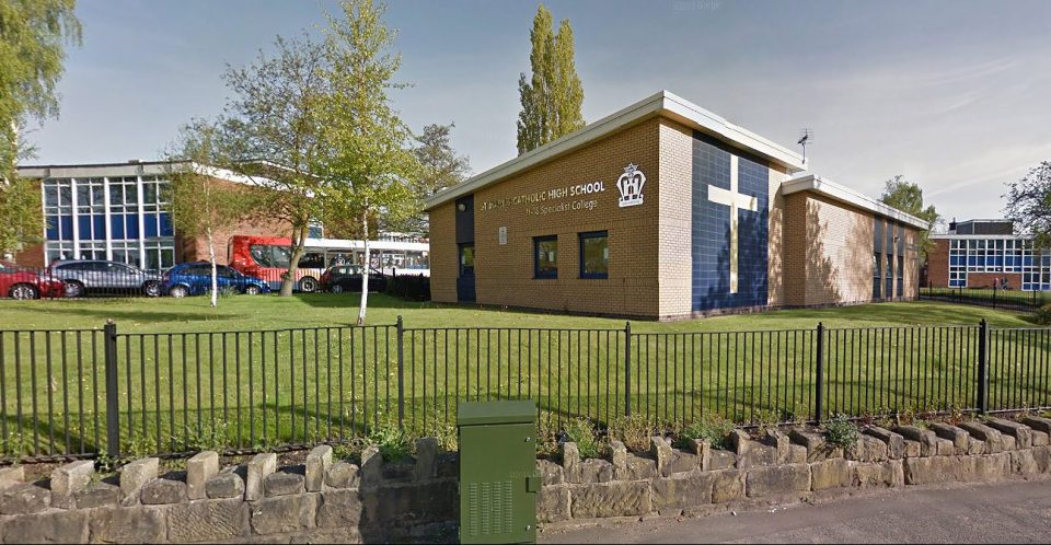  A teacher from St Marys Catholic High School (pictured) in Greater Manchester has been accused of using the wrong GCSE curriculum