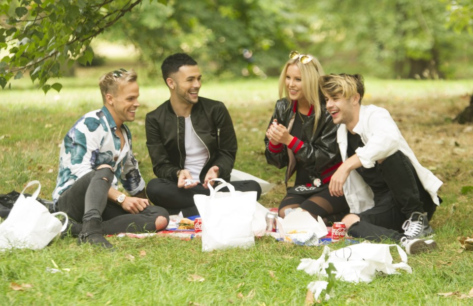 Union J’s Jaymi Hensley was joined by fiance Olly Marmon, former Stereo Kicks singer Casey Johnson and his girlfriend Betsy-Blue English from group Only The Young 