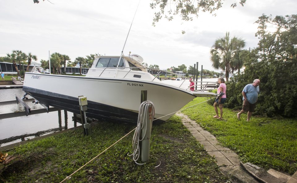  Another boat was launched into a garden near Shell Point Beach, Florida as Hermine made landfall today