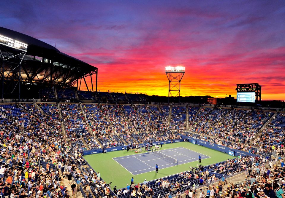  The sun set over the Louis Armstrong Stadium