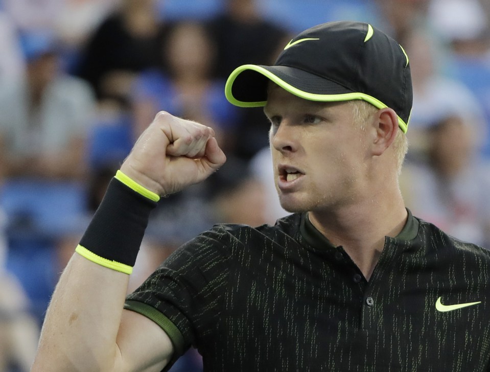  Kyle Edmund celebrates a point in his third round tie against John Isner