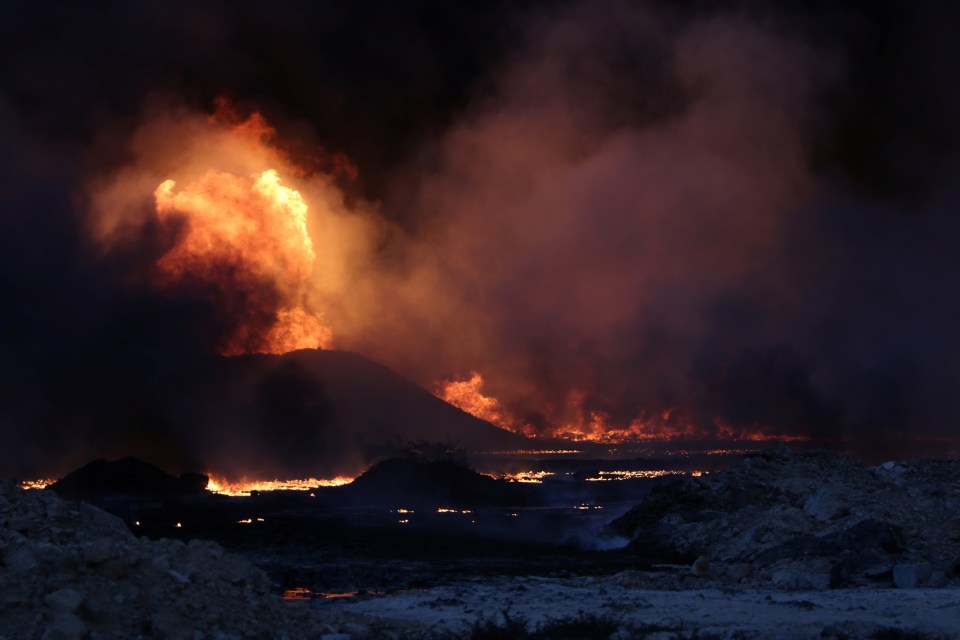  The sky was filled by black smoke as the jihadis fled their positions ahead of the advancing forces