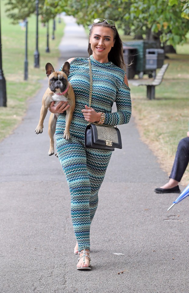 The former TOWIE star attended the event with her pooch