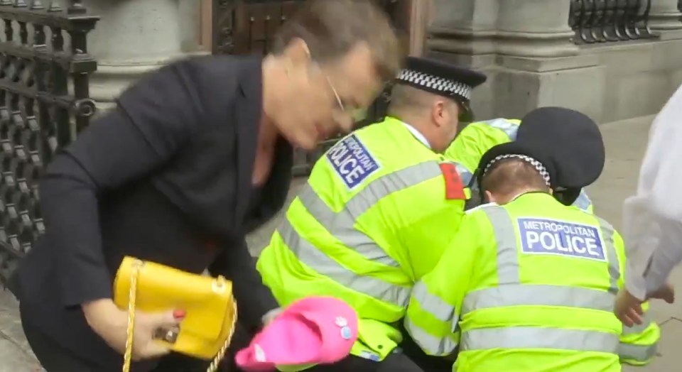  Izzard rushed after the man and reclaimed his hat before brushing it down and returning it safely to his head