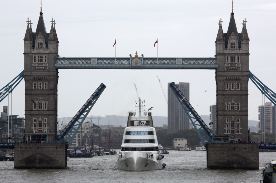 Tower Bridge had to be raised so enormous superyacht yacht could pass through on the River Thames