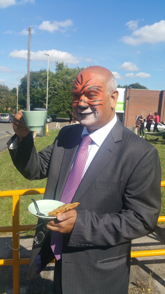  The MP embraces facepaint in Leicester two days after alleged sex romp