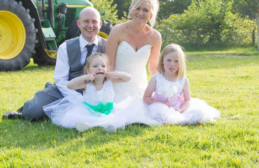  Samantha Slocombe and husband Michael Slocombe, with their daughters Paige and Evie on their wedding day