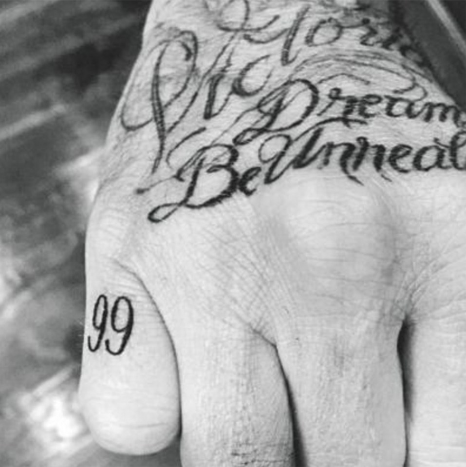 David Beckham got a '99' tattoo to comemorate the year he married Victroia