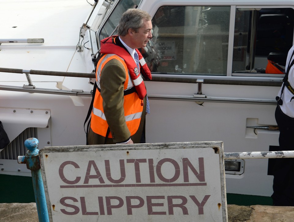  PINK SLIP ... Grimsby harbour sign sums up ex Ukip boss Nigel Farage