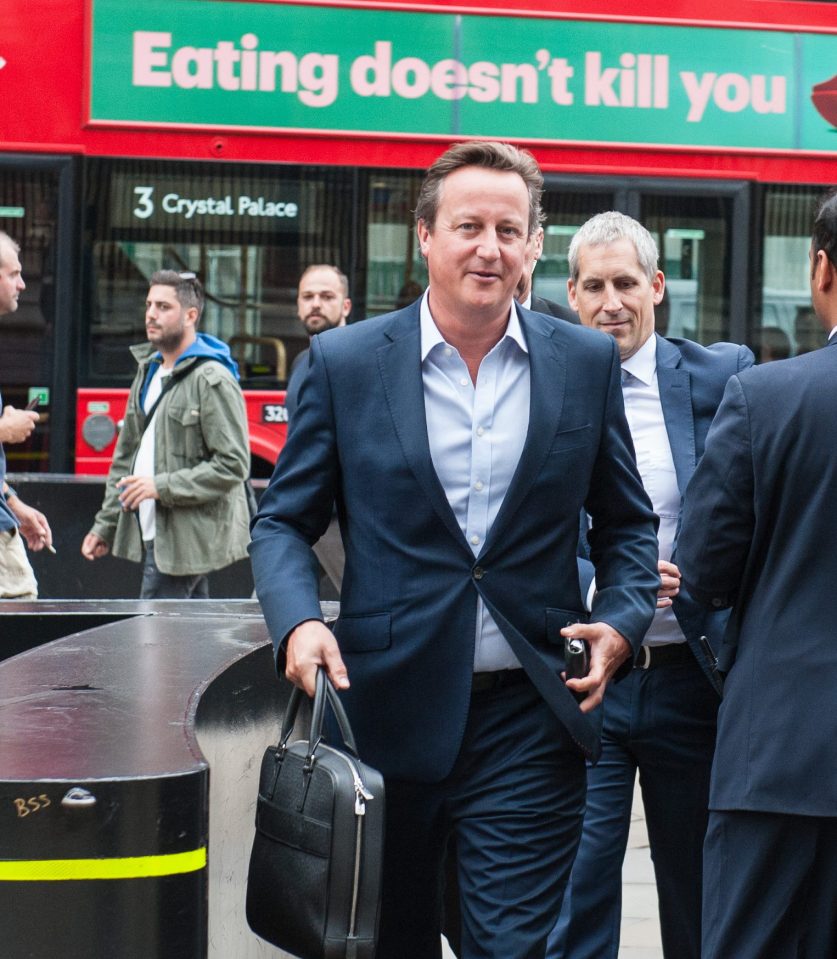  SLIM SHADY ... David Cameron returned to work hoping to show off his new figure but he was bus-ted by this slogan