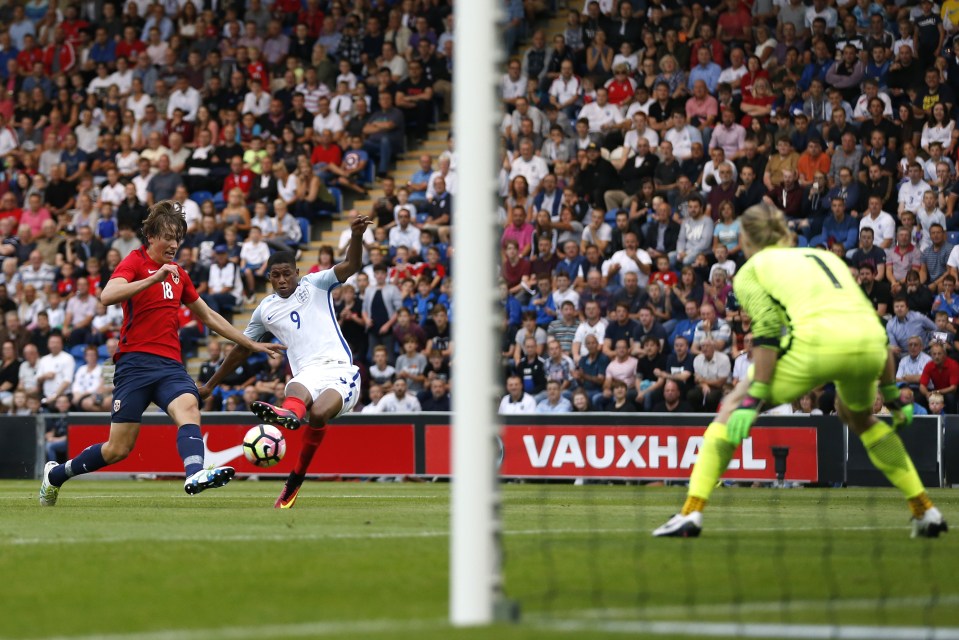 Marcus Rashford scores a cool opener against Norway Under-21s in front of Big Sam