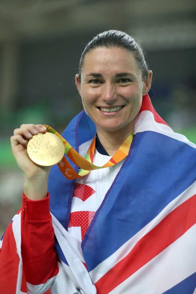 Dame Sarah shows off the latest gold medal to her collection in 2016