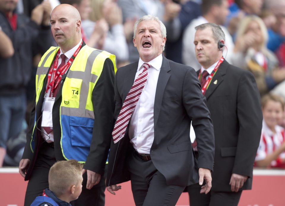  Mark Hughes screams in frustration as he is sent to the stands last week