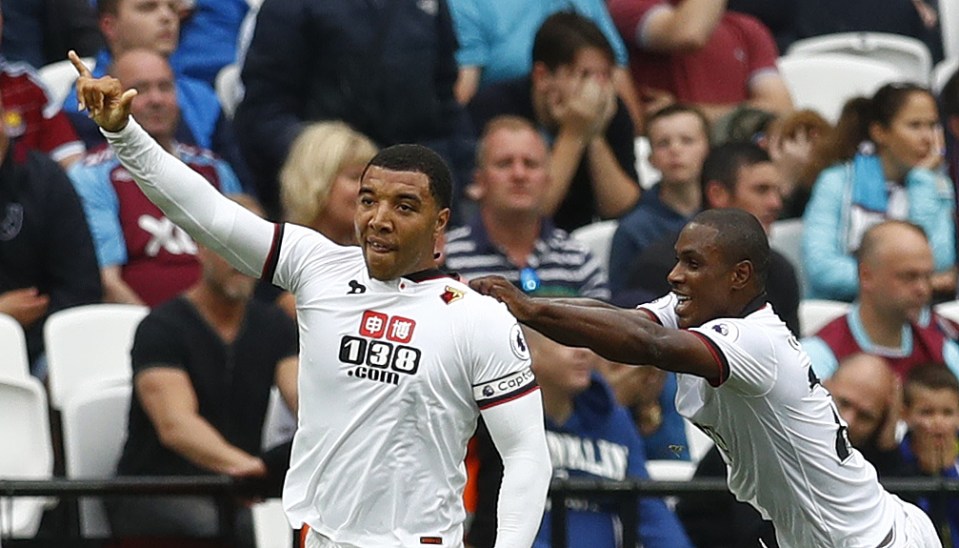  Troy Deeney celebrates his brilliant lob as Watford beat West Ham