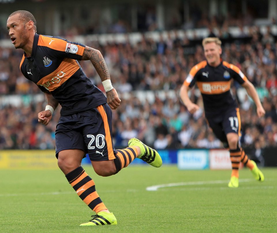 Newcastles Gouffran opns the scoring at Derby