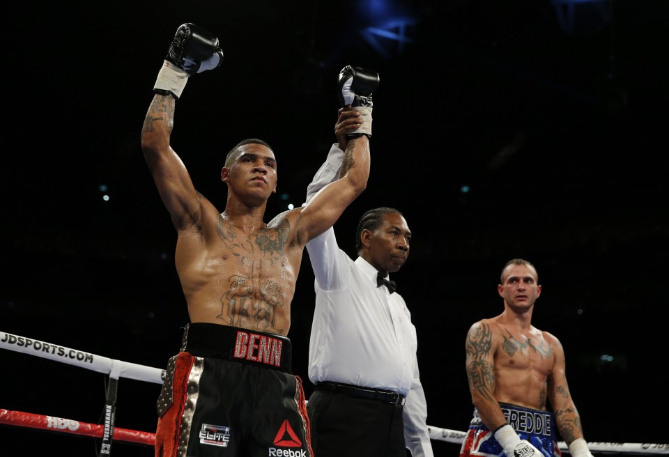 Conor Benn stopped Joe Ducker in the second round of their fight at the O2 Arena earlier this evening