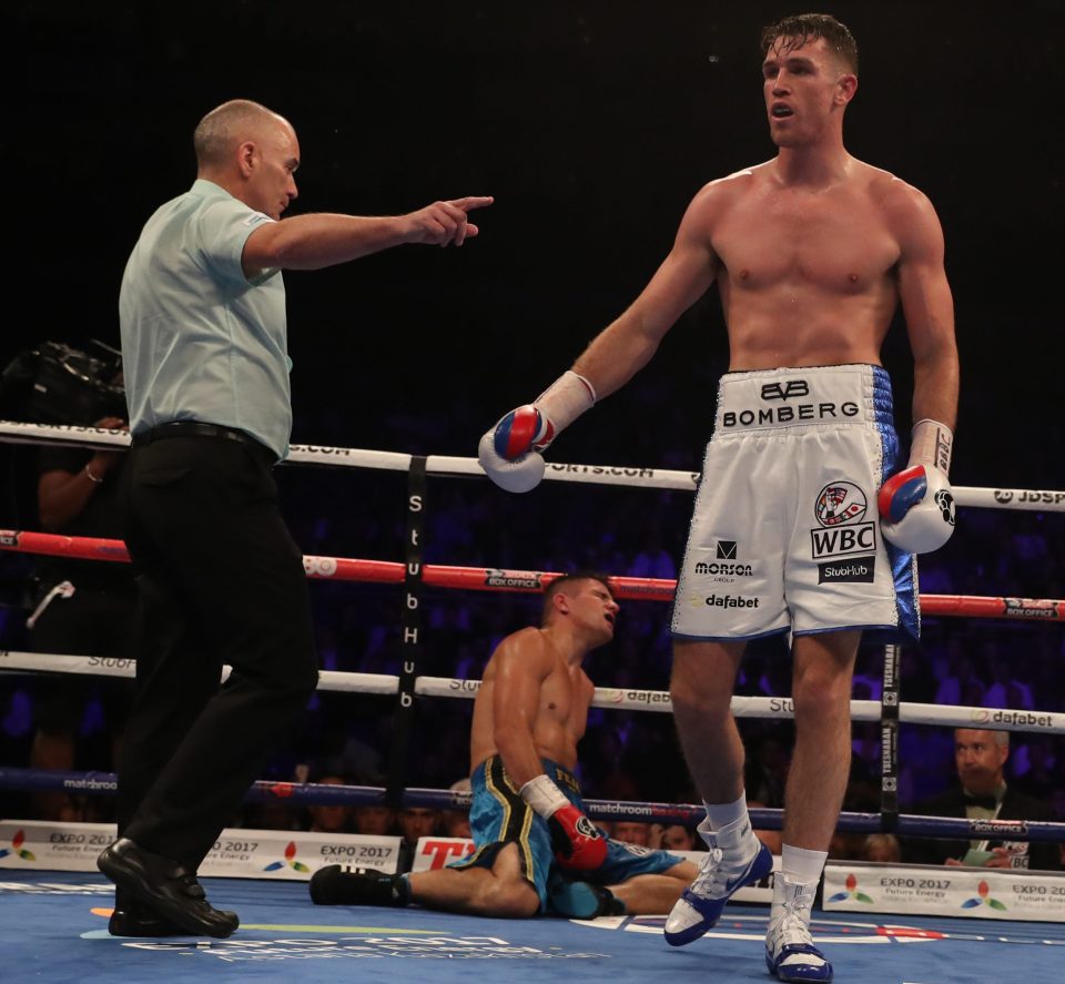  Callum Smith walks away after felling his plucky opponent at the O2