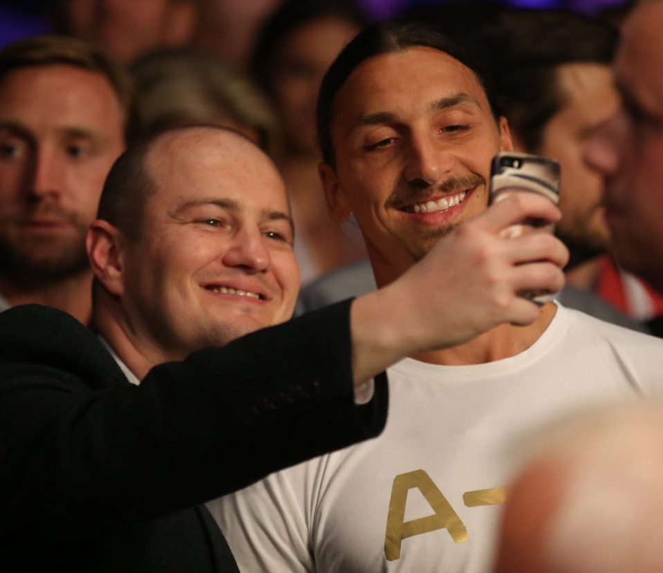  Zlatan Ibrahimovic put the pain of losing the Manchester derby behind him as he attended the event in London