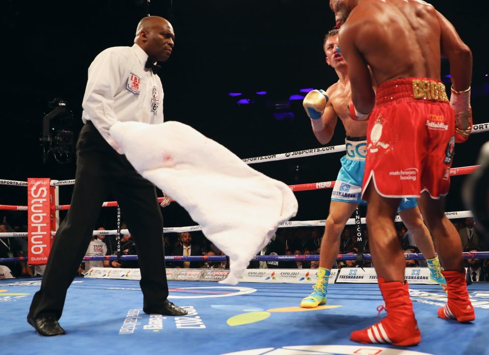  This was the moment the towel came in to end Kell Brook's chance at dethroning middleweight king Gennady Golovkin