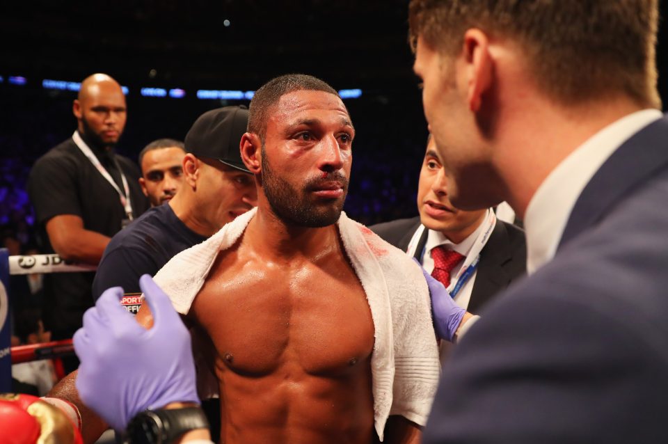  Kell Brook seemingly had a bad injury to his right eye that forced his corner to pull out their man at the O2 Arena