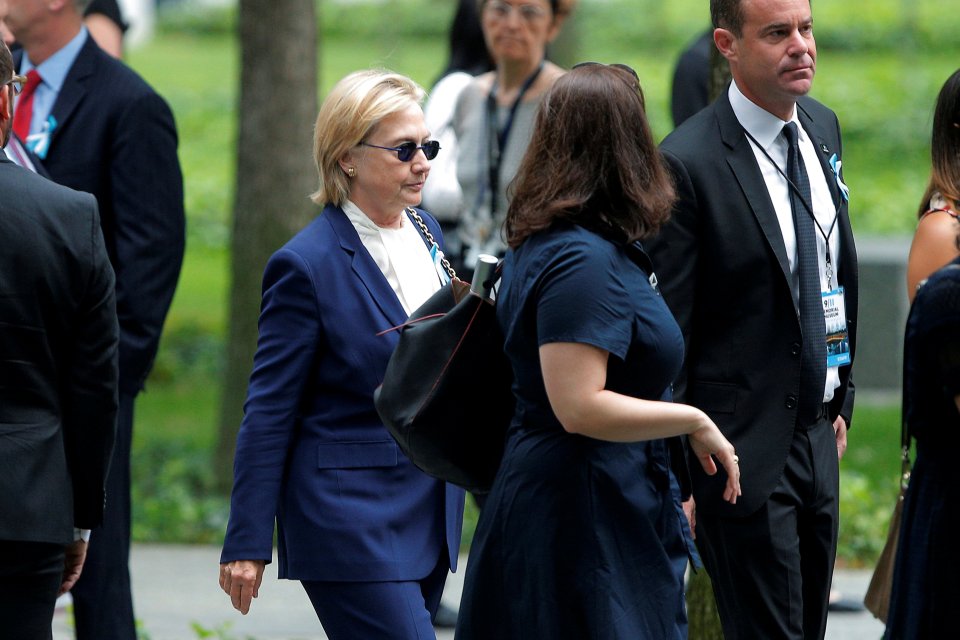  Clinton reportedly lost a shoe as she was rushed away from the New York City service