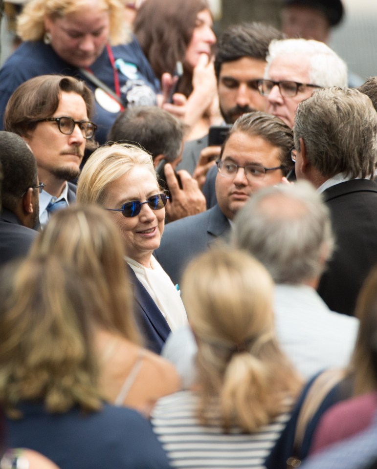 Hillary Clinton arrives at the New York City 9/11 memorial service