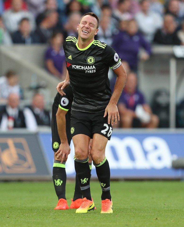 John Terry picked up the ankle injury during Chelseas 2-2 draw with Swansea