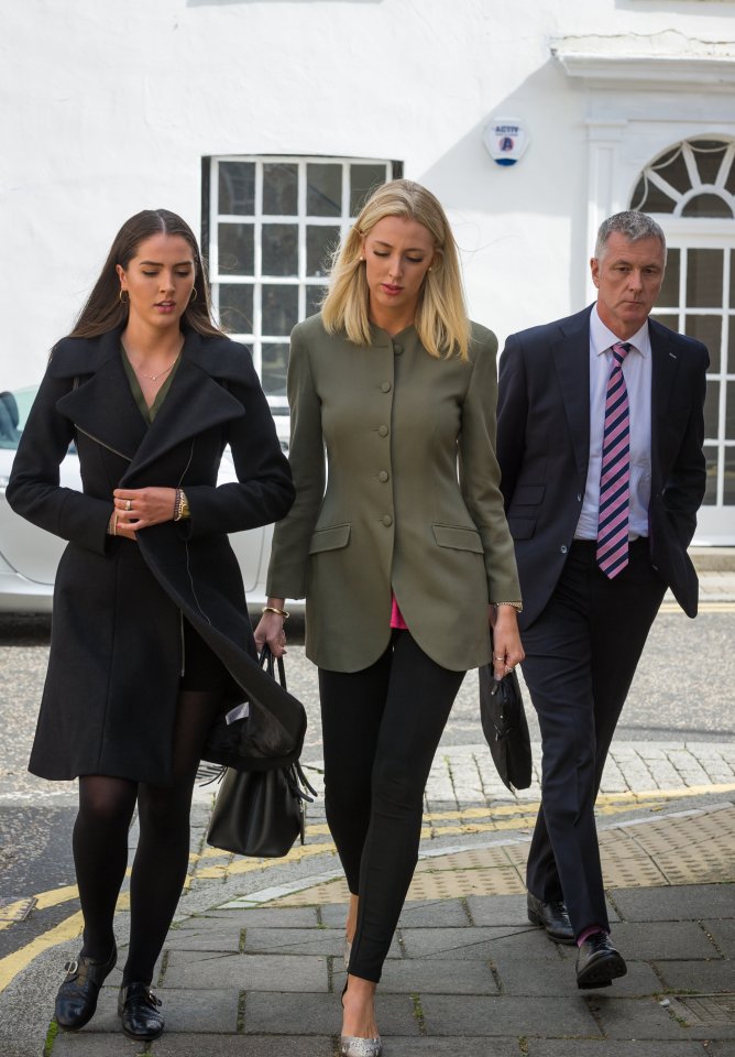 Stephen Nicoll with daughters Victoria and Georgia at the inquest 