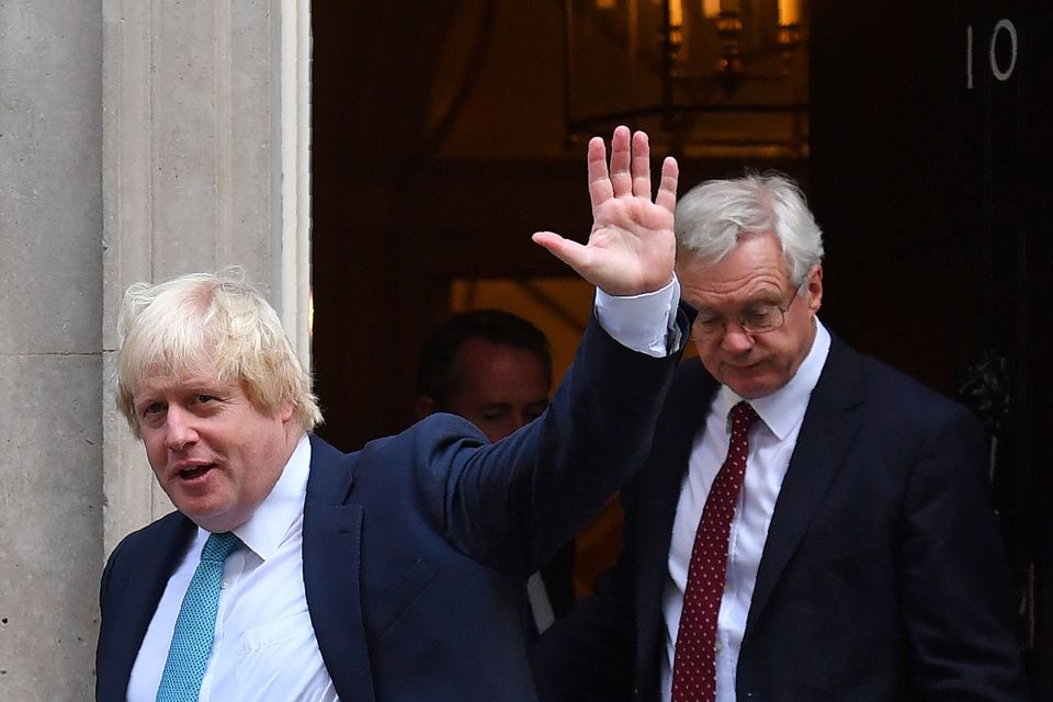  Three Little Birds... Boris sang Bob Marley to describe his tense relationship with David Davis, right, and Liam Fox