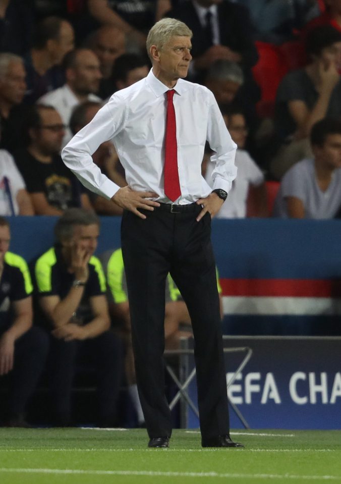 Arsene Wenger looks on in dismay after his team fell behind just 42 seconds into the game