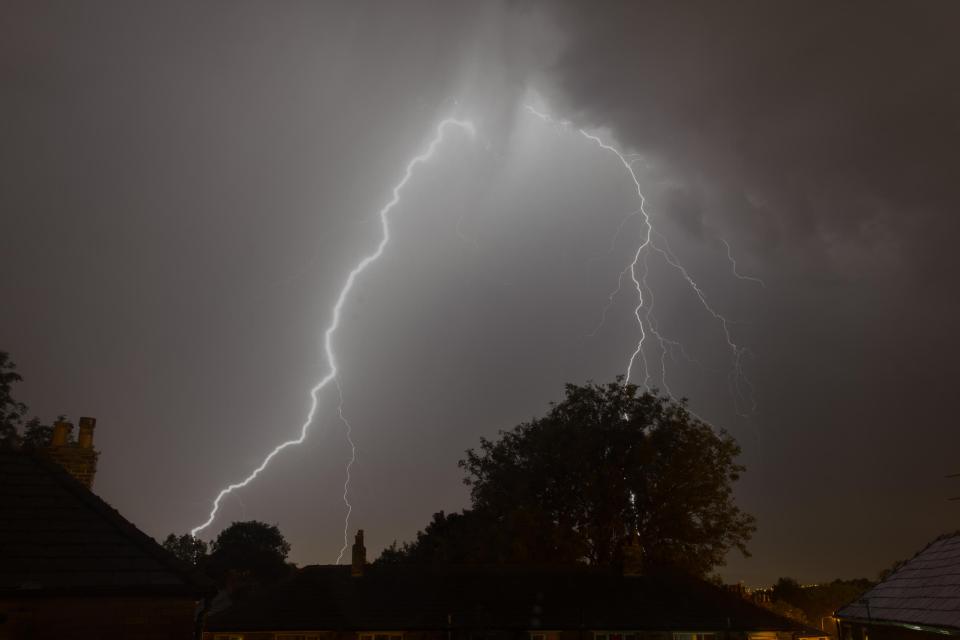  Bolton in Lancashire was also hit by storms yesterday